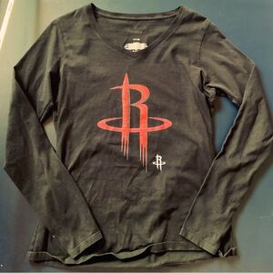 NBA Houston Rockets Gear for Women sz SM Black Long Sleeve T Shirt